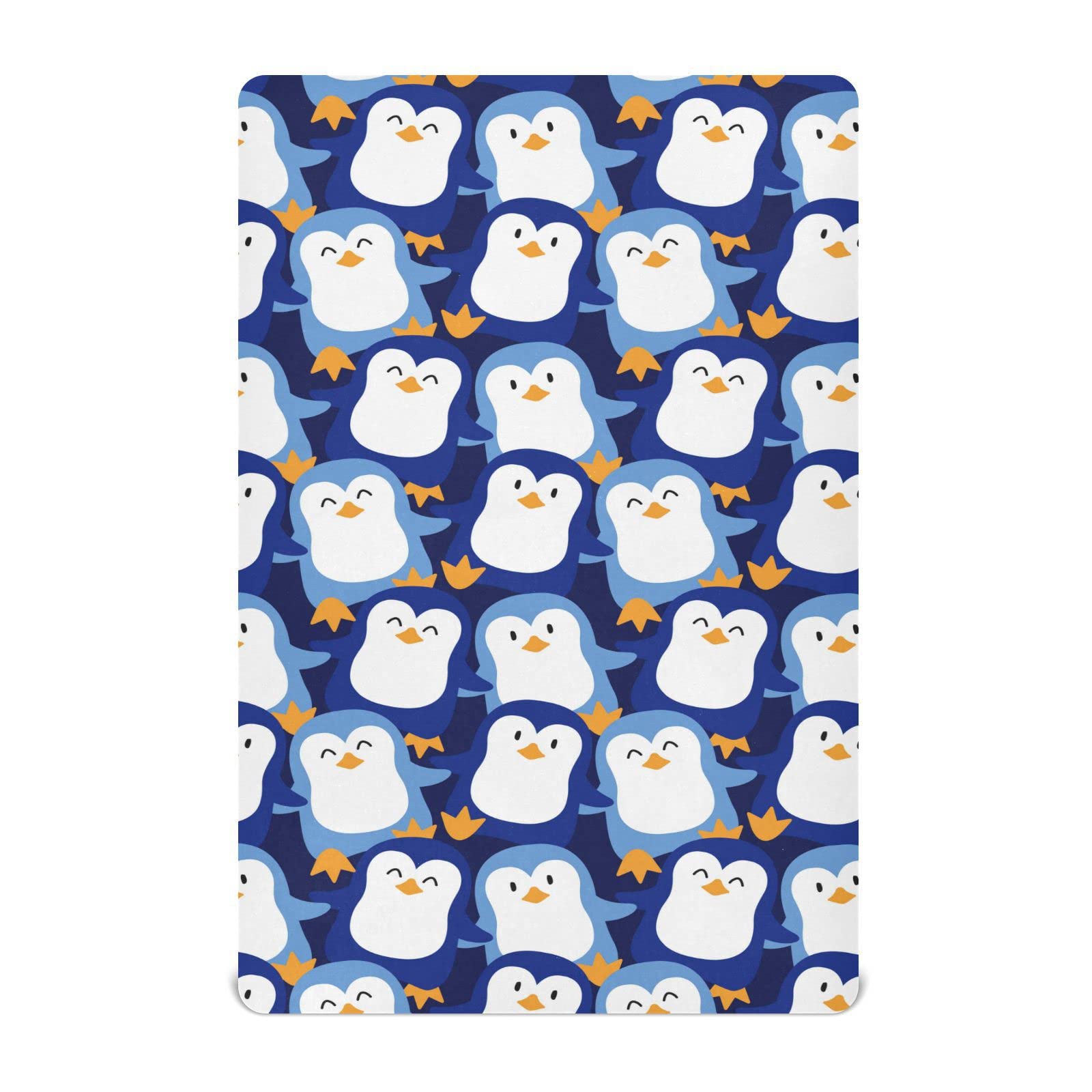 Spannbettlaken für Kinderbett, niedliches Pinguin-Muster, weich, atmungsaktiv, pflegeleicht, Spannbetttuch für Babybett und Kinderbetten