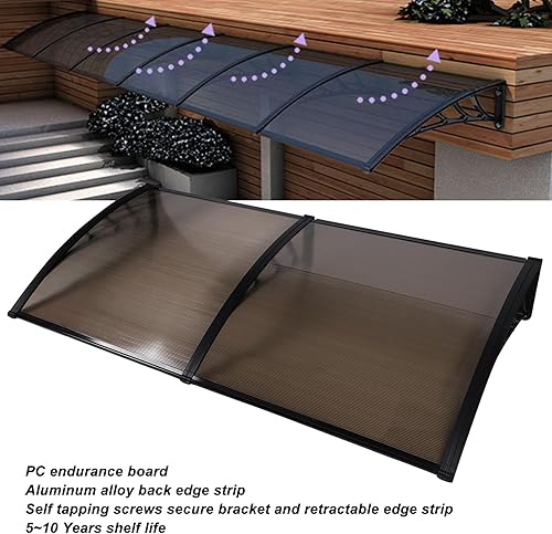 Miniatura 4 de Toldo de acero de plástico, protección solar para puerta de policarbonato, protección solar para jardín al aire libre, toldo de ventana resistente a