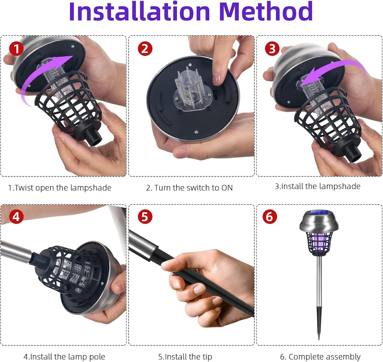 2026 4Pack Solar Bug Zapper Outdoor Mosquito Repellent Outdoor Patio,Mosquito Trap Used to Repel Gnat Small Flying Insect,Waterproof Mosquito Zapper for Outside,Solar Fly Zapper for Yard Garden Farm