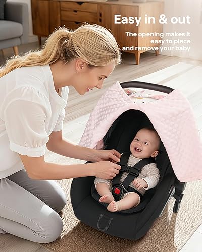 Miniatura 7 de Funda de asiento de automóvil para bebé, toldo de invierno Minky para asiento de automóvil con apertura a presión, multiusos como funda de