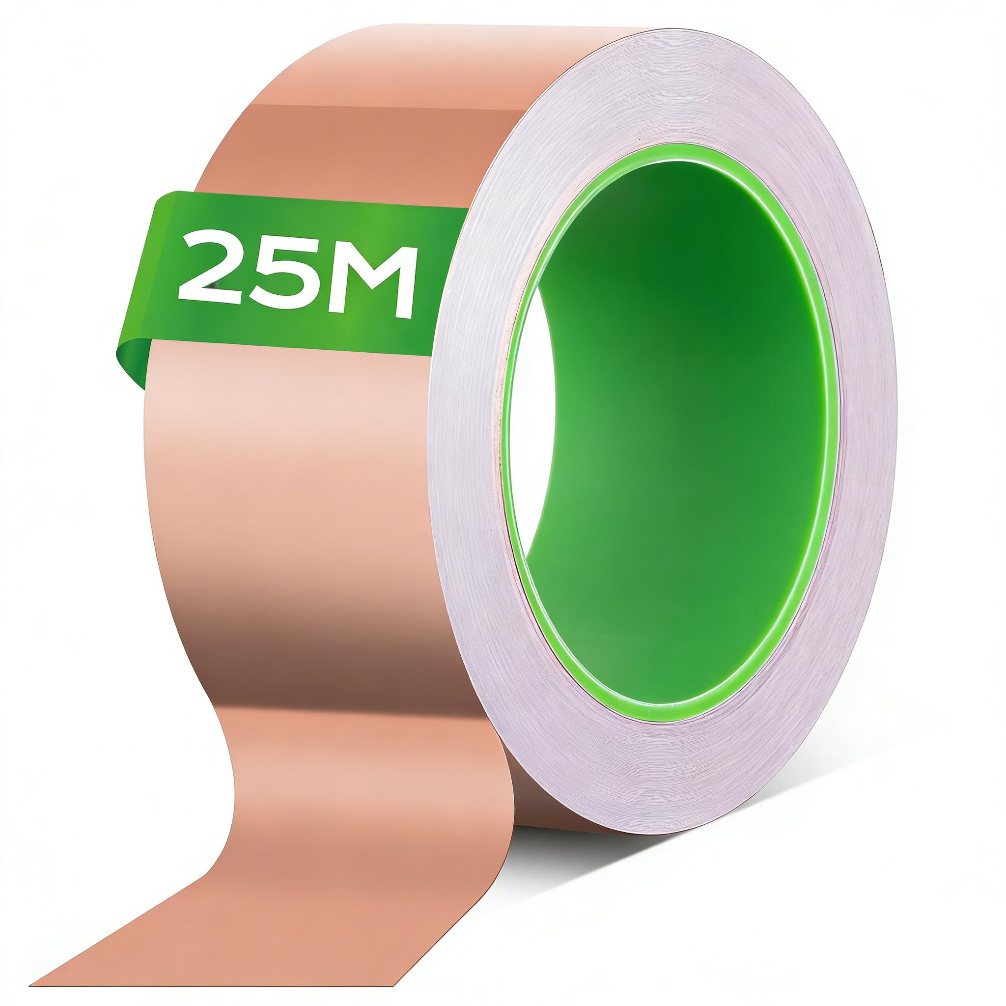 Kupferband Gegen Schnecken, 50mm x 25m Beidseitig Leitende EMI Kupferfolienband, Selbstklebend Kupferband Schnecken für Hochbeet Pflanzen, Schneckenband Kupfer für Erdung Löten und Schneckenabwehr