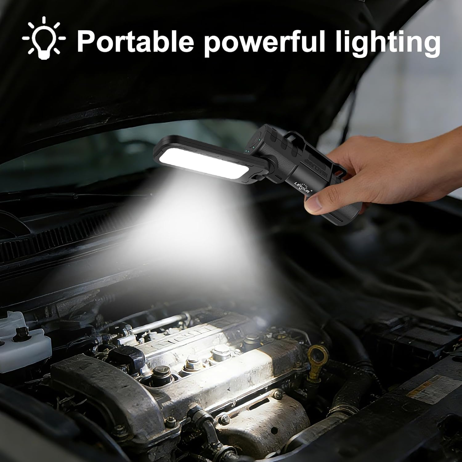 2 Pcs Rechargeable 5000lm LED Work Light BBQ Grilling Accessories with Magnetic Base, 180° Rotate Mechanic Grill Light for Car Repair, Emergency, Camping, Outdoor & Mechanics Tools - Image 5