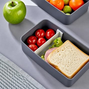 2 Katl   atal Ka kl  Beslenme Kutusu Dikd rtgen, B lmeli Yemek Saklama Kab ,  renci ve Sporcu  in Pratik Lunch Box Gri