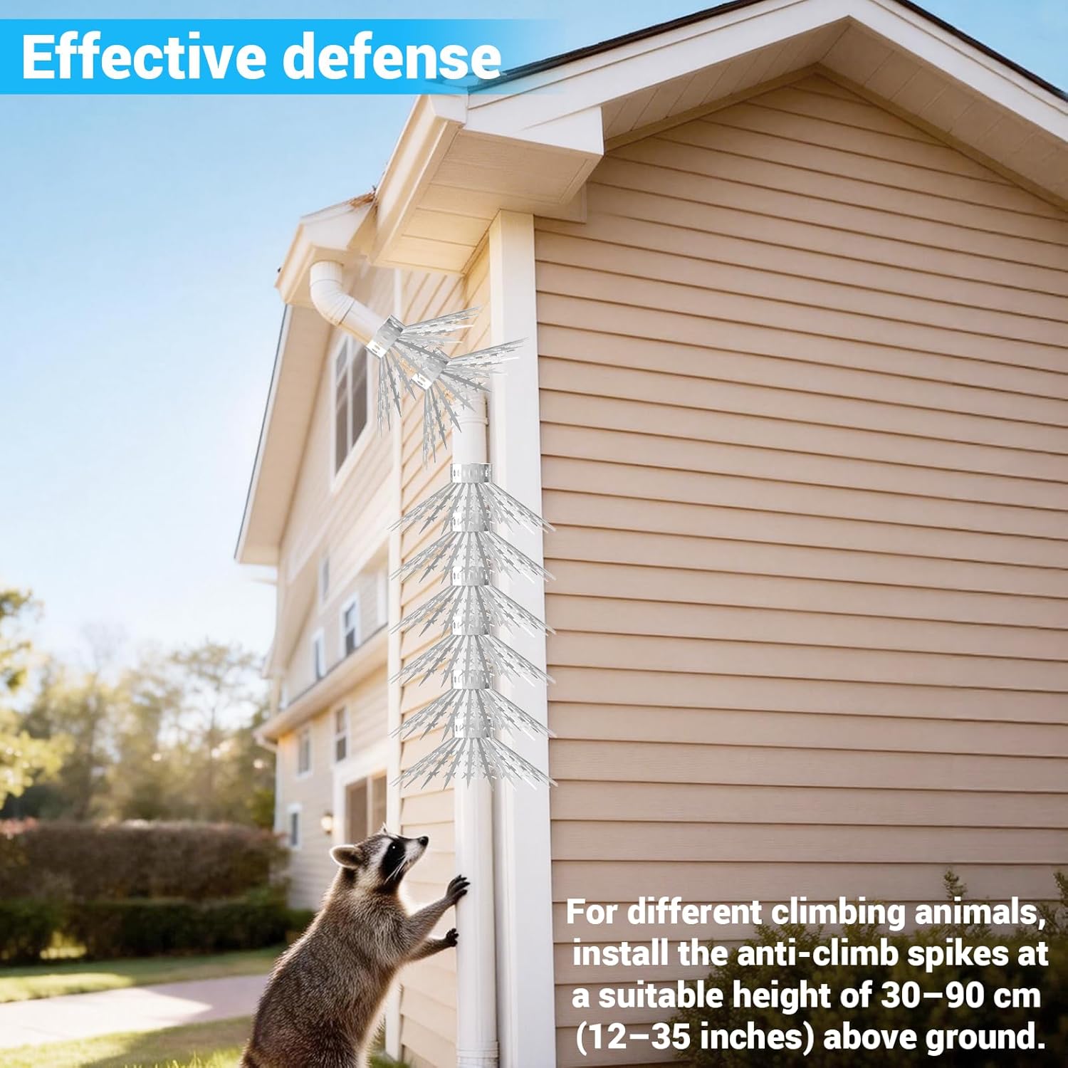 Bird Spikes Squirrel Proof Baffle for Bird Feeder Pole, Outdoor Anti Climb Spikes for Fence, Tree, Wall, Roof, Drainpipes, Deterrent Squirrel, Pigeon, Raccoon, Cat, 120 inch Stainless Steel Spikes