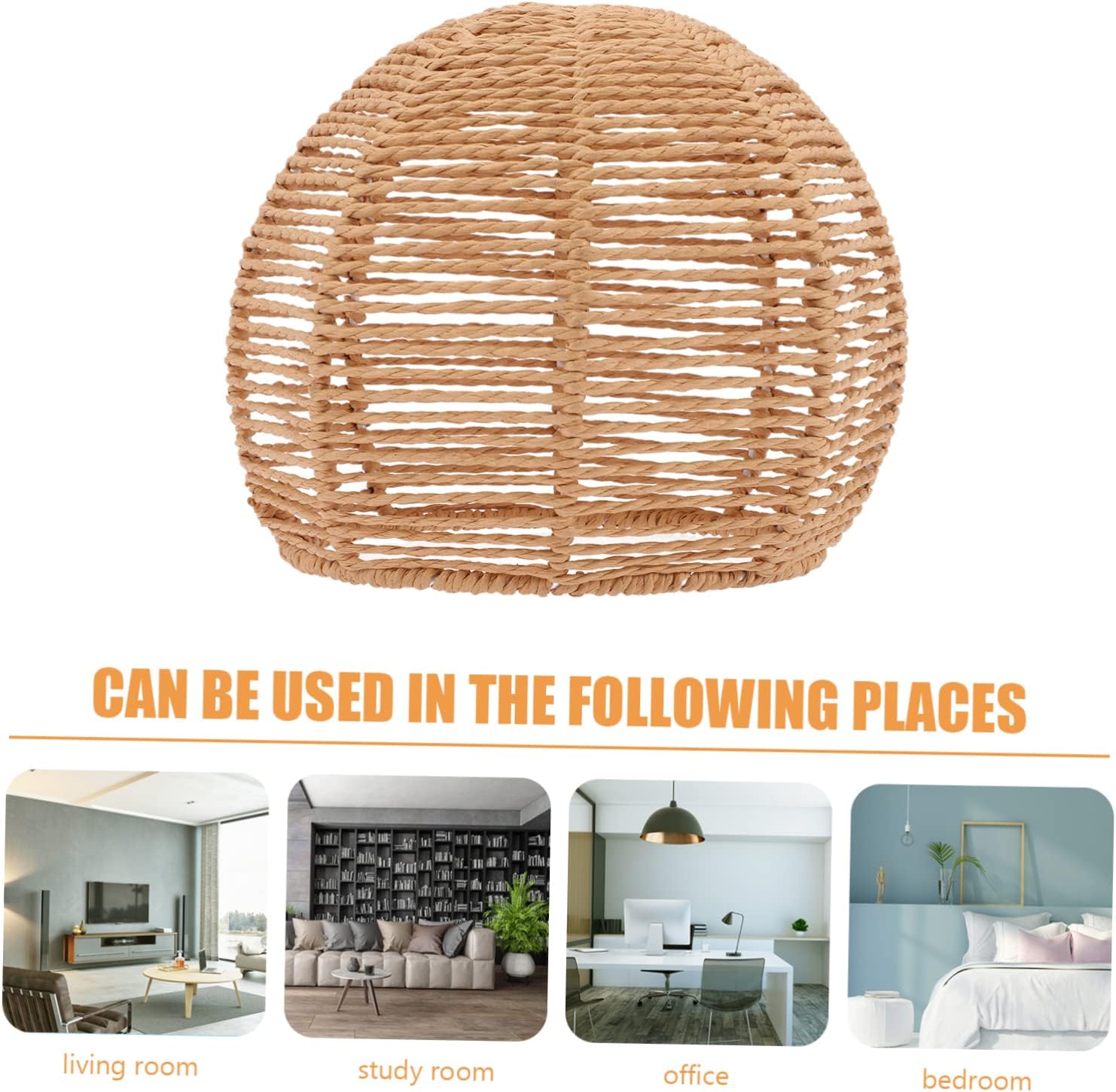 Homoyoyo Rattan Woven Pendant Light Shade Unique Decorative Lamp Cover for Chandelier and Ceiling Fixtures for Home Restaurant and Ambiance