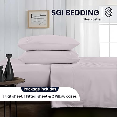 Miniatura 2 de SGI Bedding - Juego de sábanas para cama Twin, algodón egipcio 100% suave de lujo, color azul claro, 1000 hilos