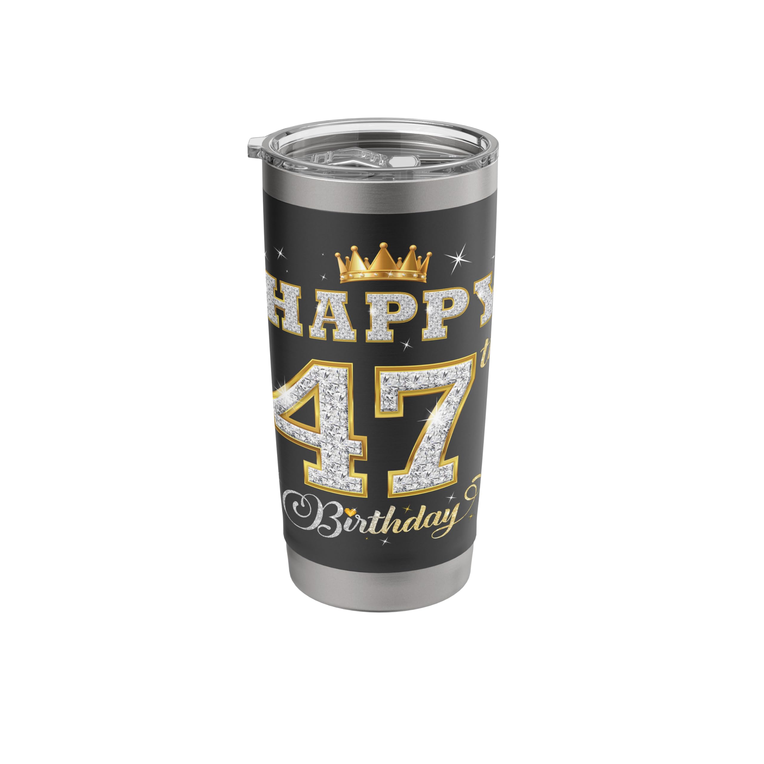 Happy 47th Birthday 47 Years Old Women Men Birthday Party Stainless Steel Insulated Tumbler