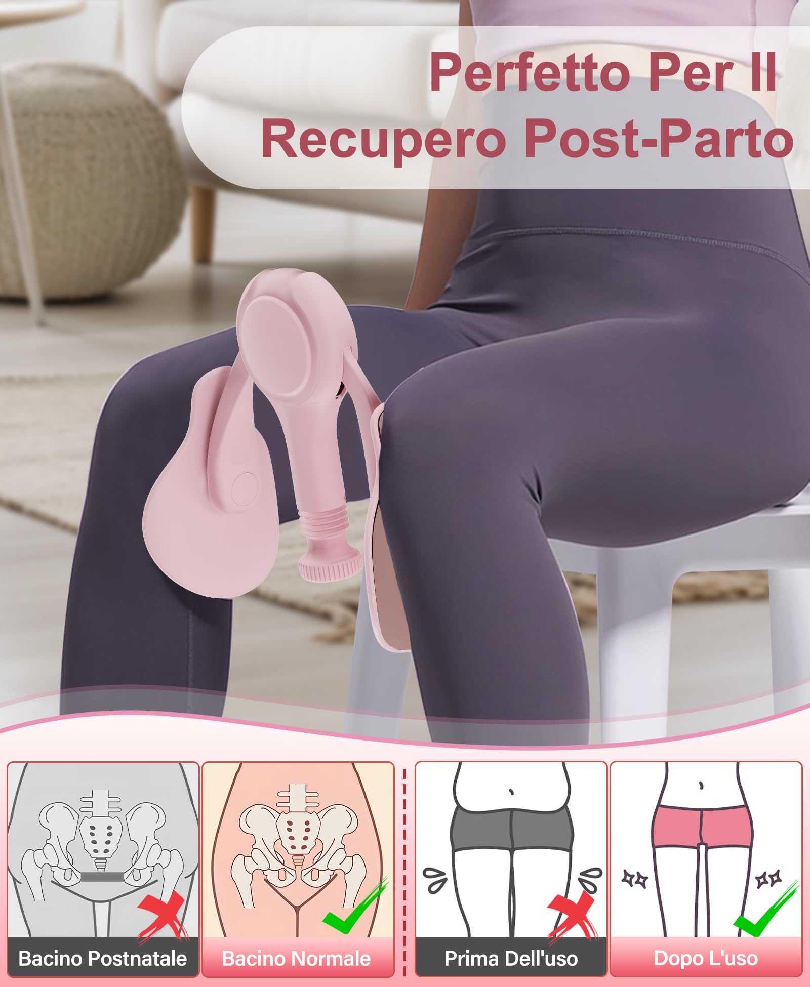 Beckenbodentrainer Donna Attrezzo Interno Coscia Pavimento Pelvico Attrezzi Casa Allenamento Pilates Glutei Addominali Gambe Braccia Fitness Donna e Uomo