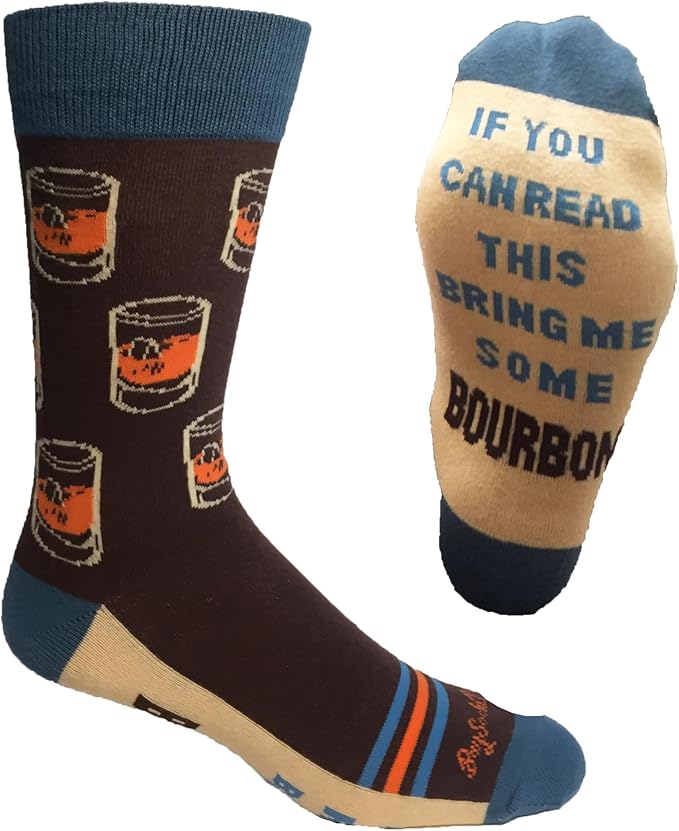 If You Can Read This Bring Me Some Bourbon Men's Socks | Bourbon Gift for Men Funny Novelty Fashion Dress Socks | Unique Gifts for Bourbon Whiskey Lovers