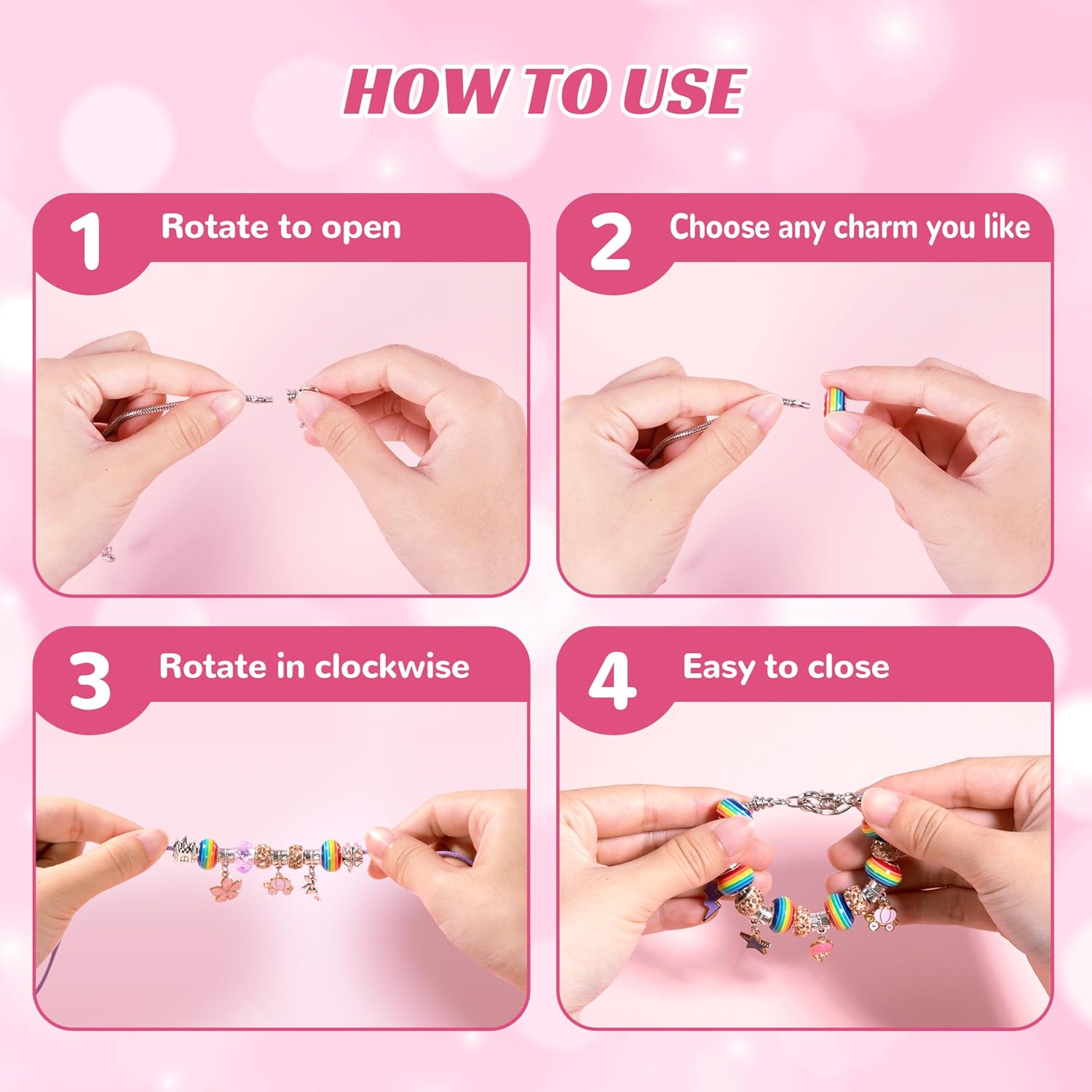 WOANZZ Charm Bracelet Making Kit, DIY Jewelry Making Kits for Girls 8-12, Jewelry Box with Beads Necklace Kit Crafts Birthday Gift for 6 7 8 10 11 12 Year Old Girl, Pink