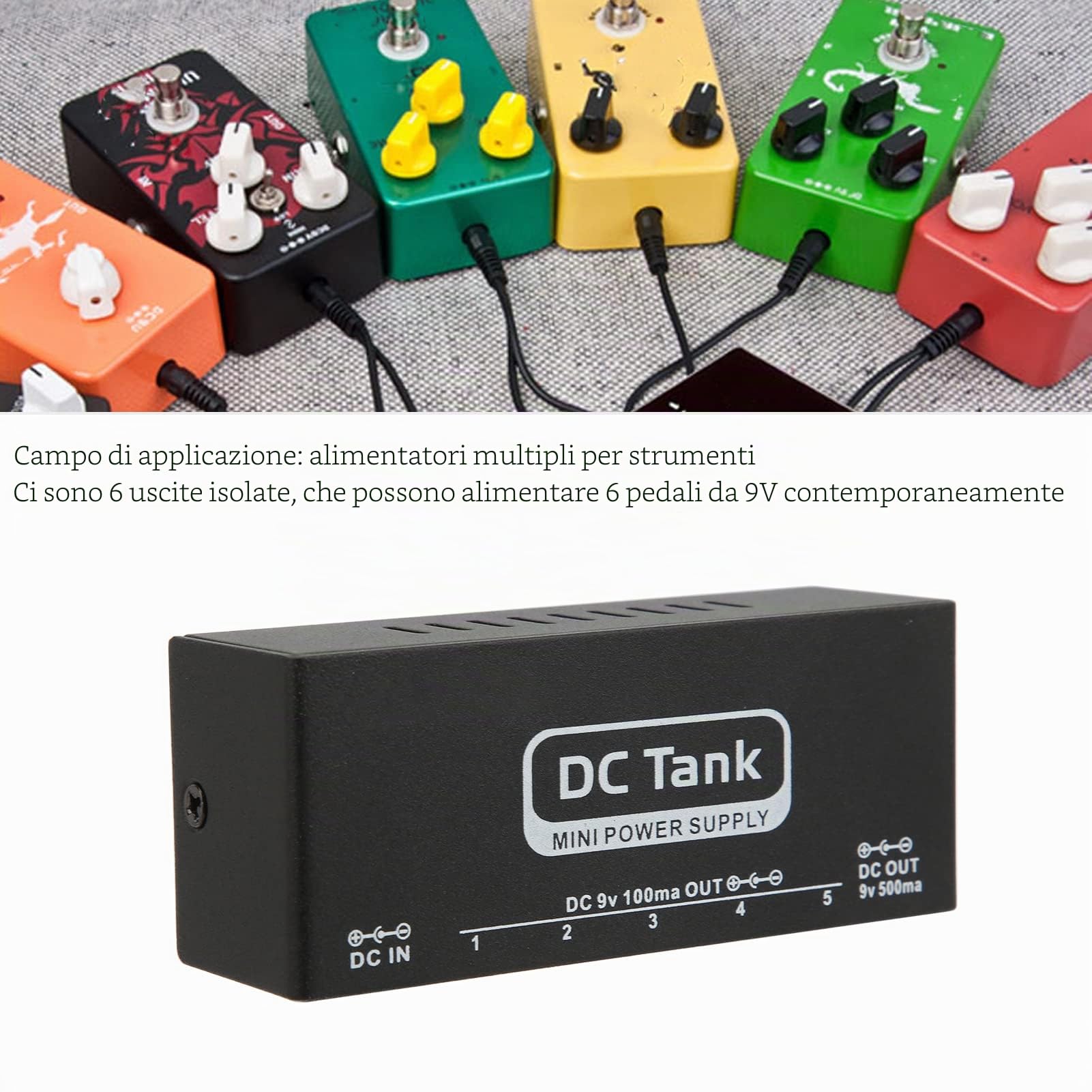 Alimentatore per Pedali per Chitarra Eujgoov, 6 Uscite CC Isolate da 15 V per Alimentatore per Pedali per Effetti a Pedale da 9 V per Chitarra(#2)