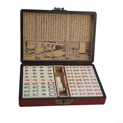 Ensemble de mahjong compact dans un bel étui en bois