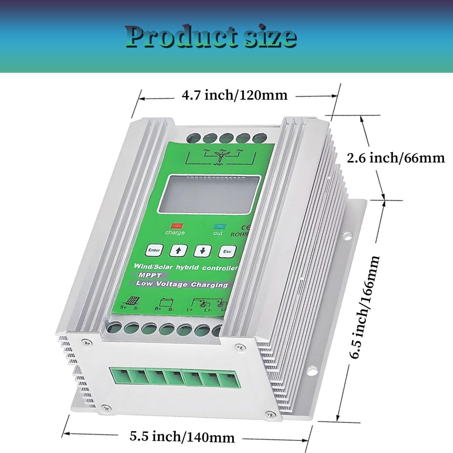 Hybrydowy regulator ładowania 16000 W, regulator MPPT Boost z obciążeniem zrzutowym i wyświetlaczem LCD, idealny do domu, łodzi, oświetlenia ulicznego, system zarządzania energią 48 V