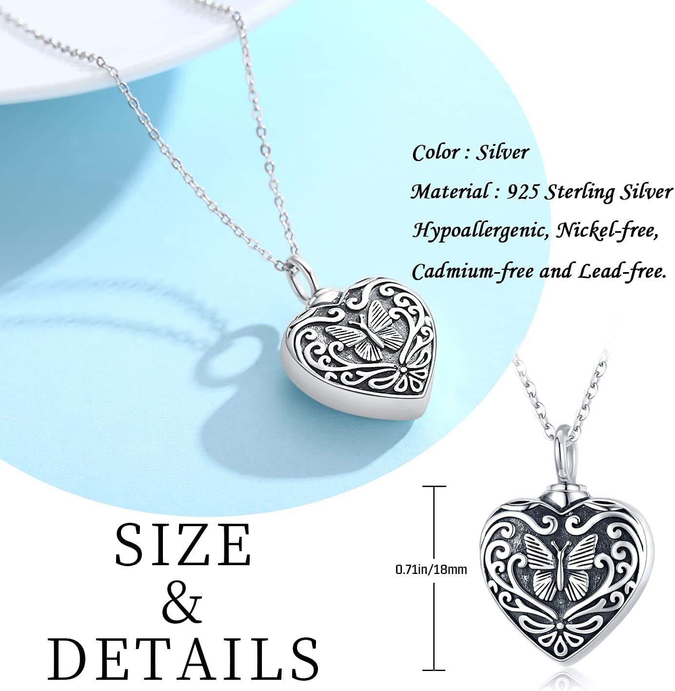 Butterfly Urn Necklaces for Ashes 925 Sterling Silver Ashes Keepsake Necklace Butterfly Necklace Cremation Jewelry for Ashes Gifts for Women Men - Image 4