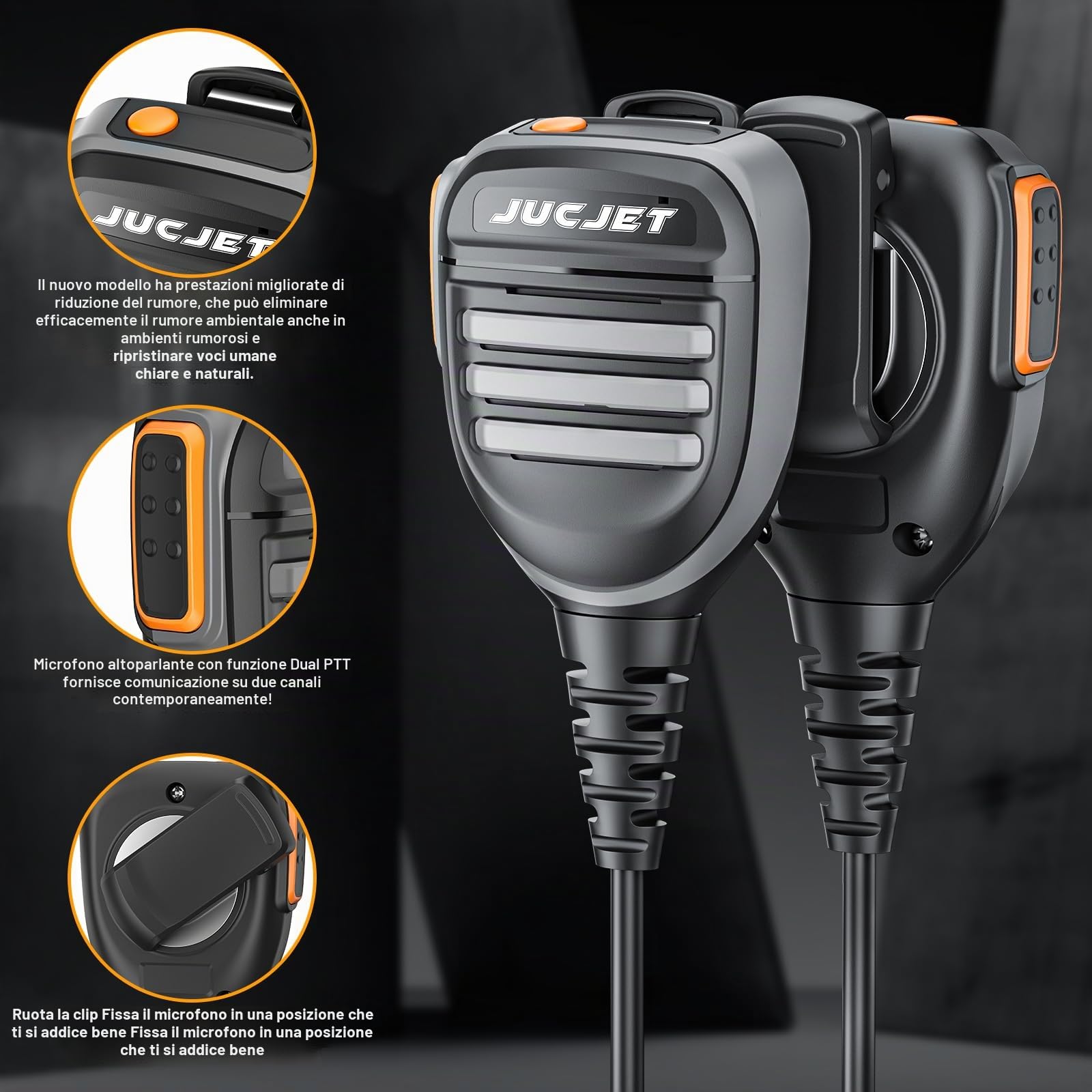 Microfono per altoparlante da spalla per walkie talkie con jack da 3,5 mm per cuffie BF-888s UV-5R UV-82 UV-S9 BF-F8HP UV-10R UV-11R BF-H6 GT-3 GM-15PRO(2 pezzi)