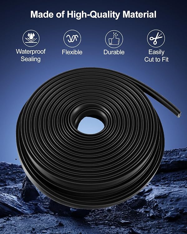 HZSIFU Boat Rub Rail Vinyl Insert, 50.85 FT Flexible Black PVC Rub Rail Trim, 3/4 x 3/8 Inch Marine Edge Protection for Boats by HZSIFU - Image 5