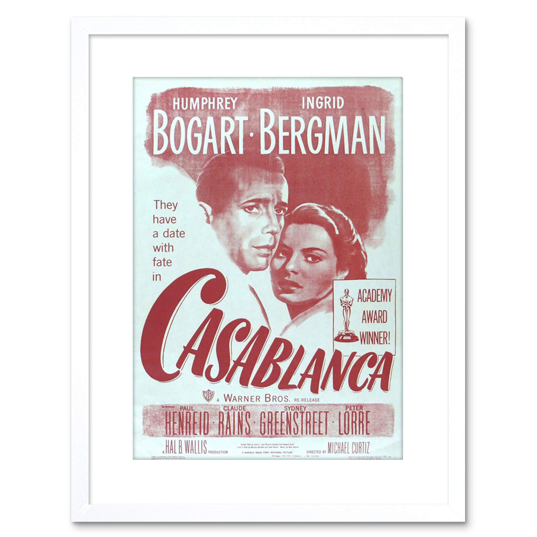 Wee Blue Coo Movie Film Casablanca Bogart Bergman Classic Cult Framed Wall Art Print