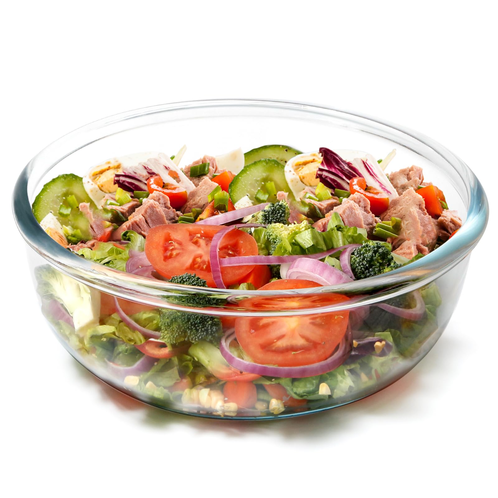 NUTRIUPS 6 Quart Large Glass Mixing Bowl, Clear Large Salad Bowls Glass Big Mixing Bowls for Kitchen