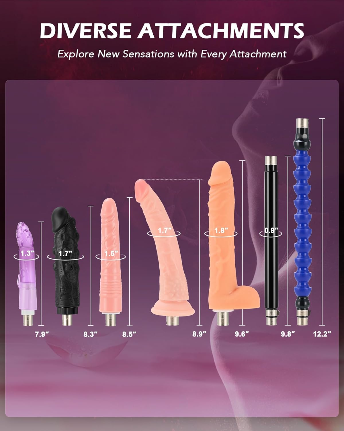 SENSUA Automatic Sex Machine, Dildo Thrusting Machine with Multi-attachment for Women Men Couples, Automatic Adult Sex Toys Love Thrusting Dildo Machine for Vaginal Anal Massage Masturbation (Combo F)