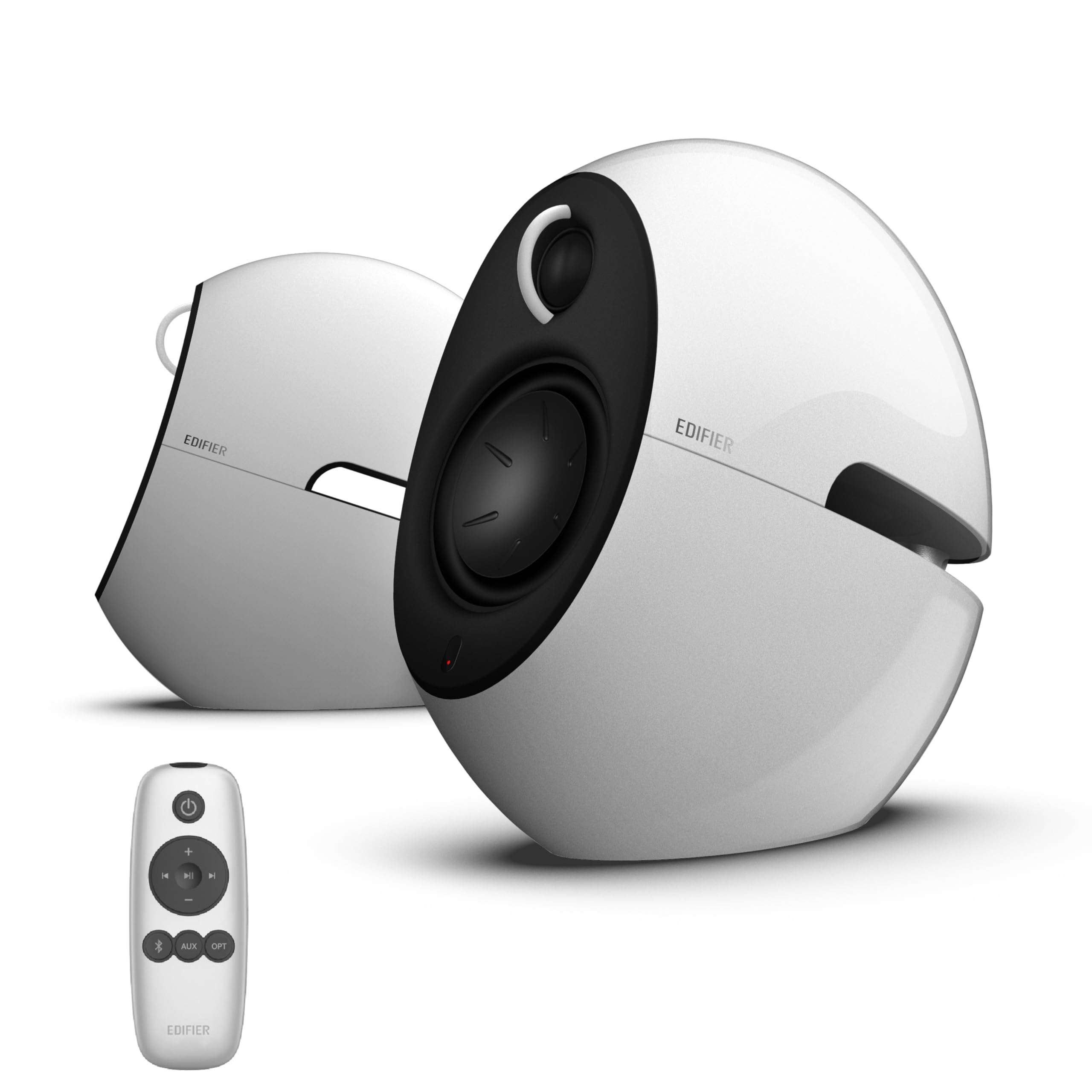 Edifier Luna Eclipse - Kit d'Enceintes Design 2.0 Bluetooth avec Télécommande IR Blanc 74 W E25 White