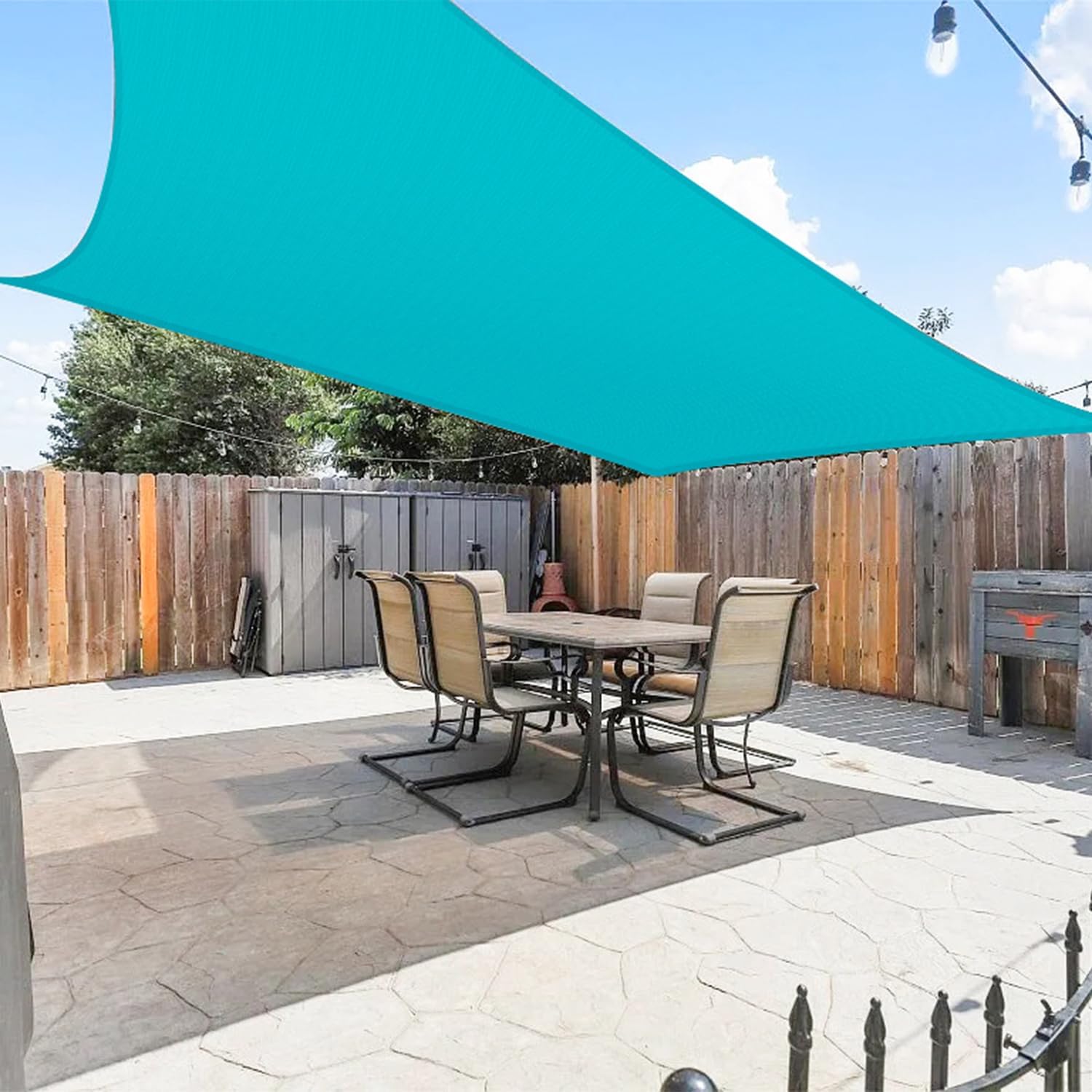E&K Sunrise 11' x 14' Waterproof Sun Shade Sail Outdoor Rectangle Canopy Shade Cover UV Block for Pergola Patio Backyard Garden Deck (Turquoise)