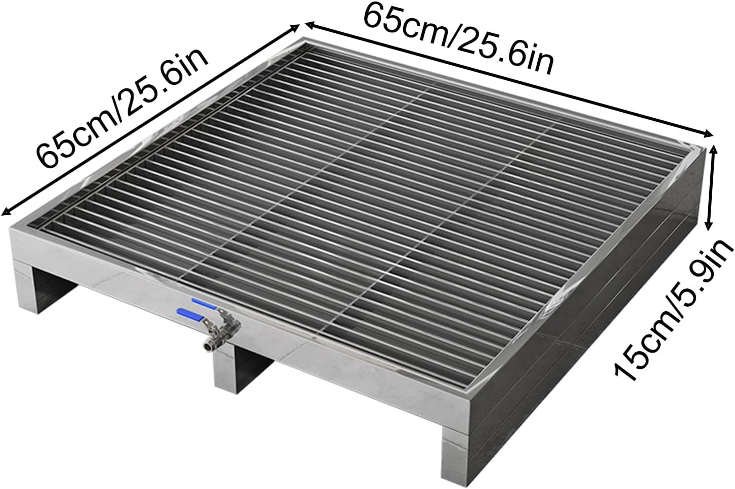 Oil Drip Pan, Washing Machine Pan, 304 Stainless Steel Tray with Oil Valve for Refrigerator, Industry, Garage Platform(65 * 65 * 15cm/25.6 * 25.6 * 7.9in)