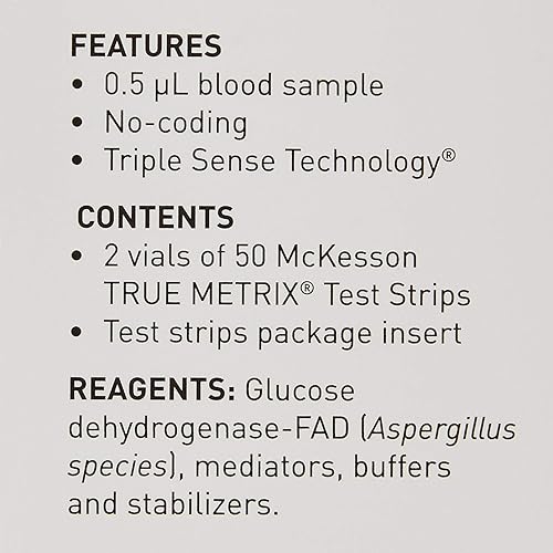 Miniatura 9 de McKesson TRUE METRIX Tiras de prueba de glucosa en sangre autocontrolables, 50 tiras, 3 paquetes, 150 en total