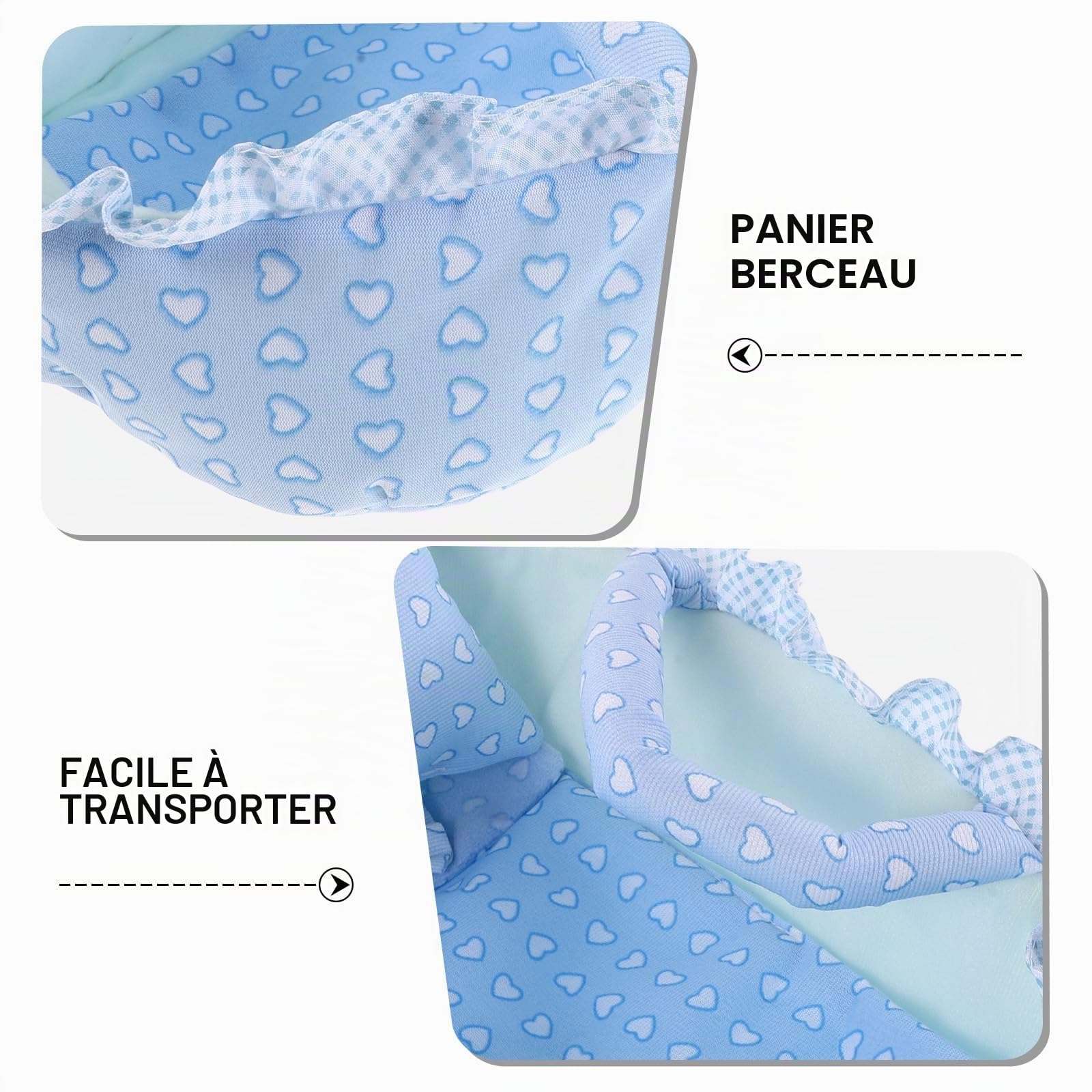 Gatuida Porte-bébé Reborn Berceau pour poupée Reborn - Station de puériculture pour poupées et Peluches de Moins de 35 cm - Joli Panier à Jouets avec poignée