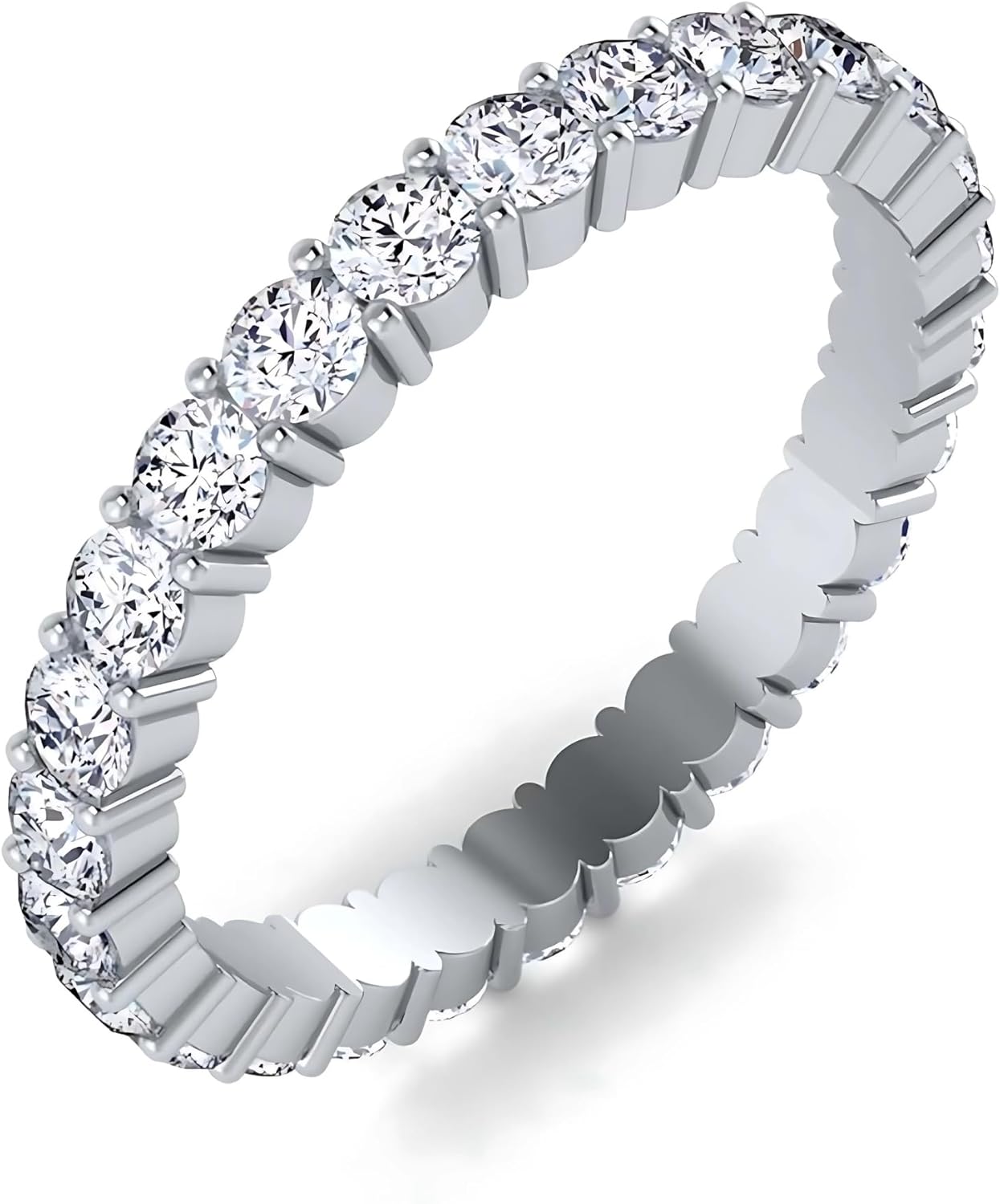 1.38 ctw Lab Grown Diamond Eternity Band in 14K White/Yellow/Rose Gold | E-F Color, VS-SI Clarity | Stackable Wedding or Anniversary Ring | Sustainable Luxury - Image 3