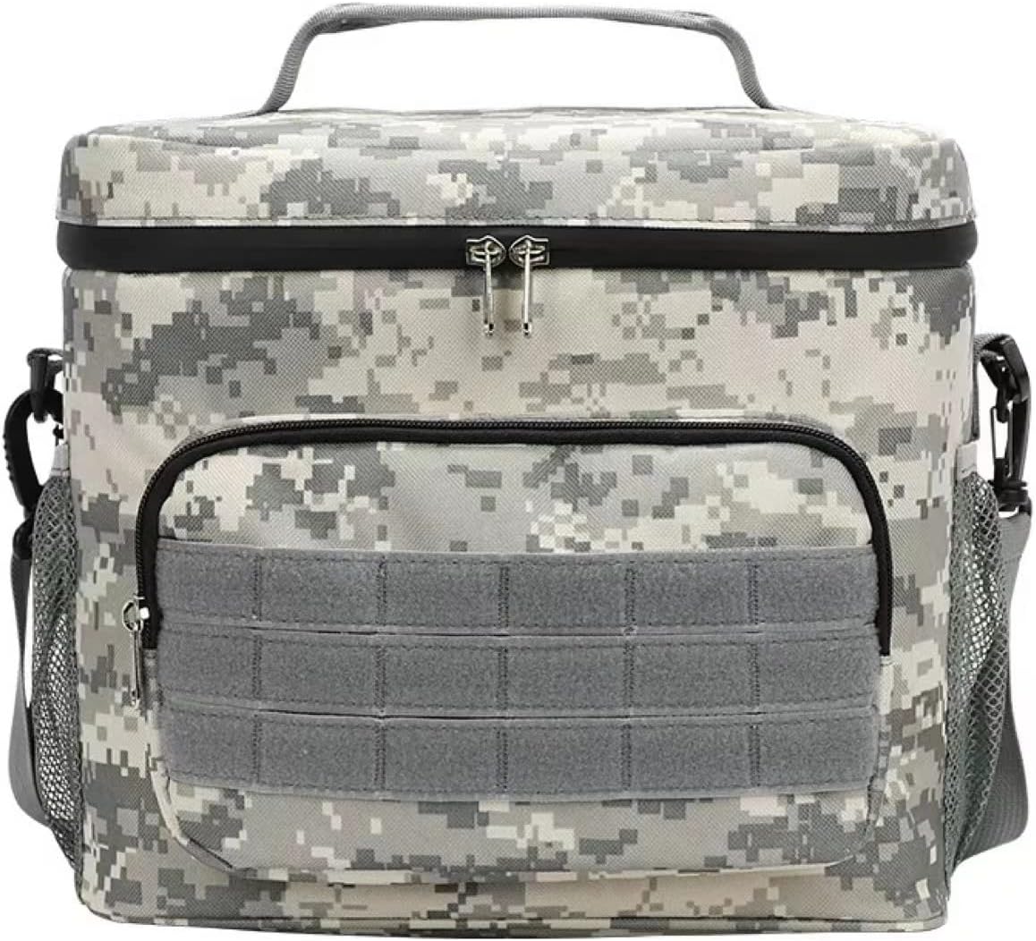 LIMOS Insulated Lunch Bag,Reusable Lunch Box for Office Work School Picnic Beach,Leakproof Thermal Bento Cooler Tote Bag Freezable Lunch Bag with Adjustable Shoulder Strap for Kids/Adult (Camo gray)