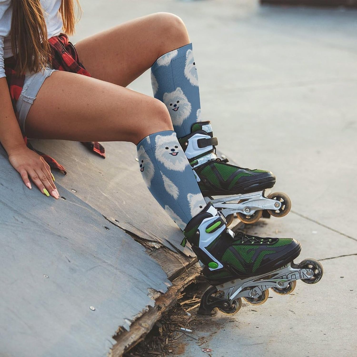 Funny Pomeranian Dog Knee High Socks Athletic Long Stockings Sport Casual Crew Tube Sock Boot