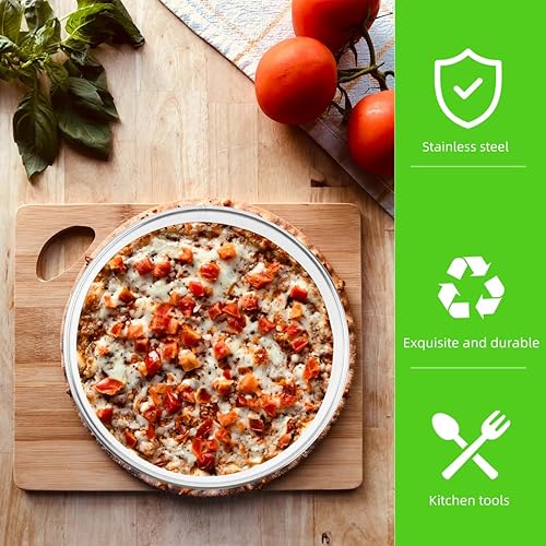 Miniatura 5 de Yardwe Anillo de salsa para pizza, herramienta de acero inoxidable de 9 pulgadas para accesorios de pizza casera, utensilios de cocina duraderos