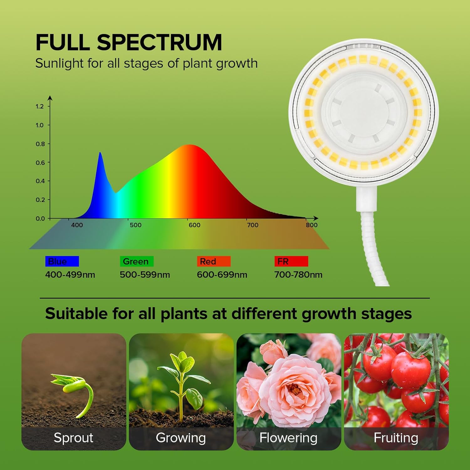 Desktop Indoor Plant Grow Light, 12W Full Spectrum,Plant lamp with 4 Dimmable & 3 Timer Modes, 360° Gooseneck Plant Lights for Office Desk Small Grow Lights for Indoor Plants(White)
