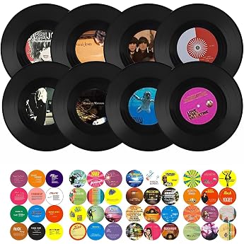 Jlnmmn Pack of 8 Vinyl Record Retro Vinyl Record Decoration Wall Vinyl Record Design for Decoration of Bars Cafe Home Party 7 Inches
