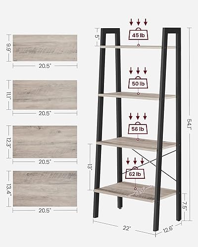 Miniatura 3 de VASAGLE Estantería de escalera, estantería de 4 niveles, estante de almacenamiento, estantería con marco de acero, para sala de estar, oficina en