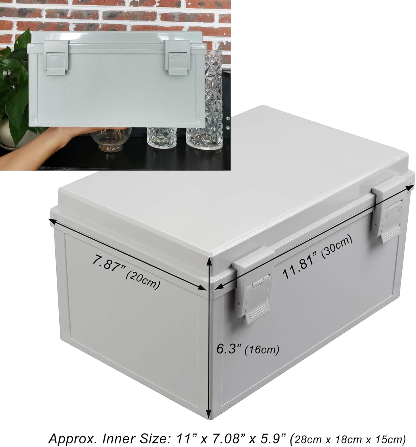 CrocSee ABS Plastic Dustproof Waterproof IP65 Junction Box Universal Durable Electrical Project Enclosure with Lock (11.8"x7.8"x6.3")