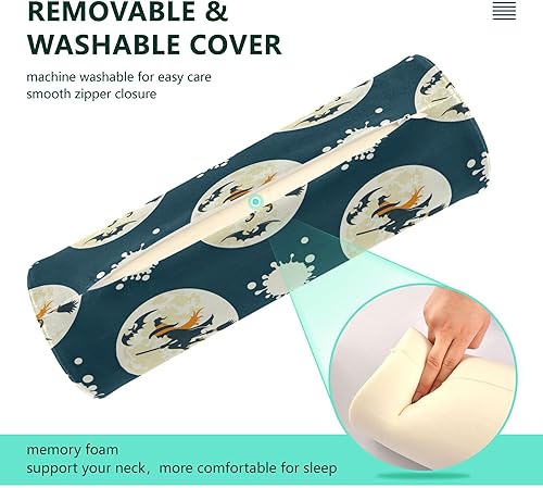 Miniatura 3 de Almohada de bruja de luna llena de Halloween para piernas, almohada redonda para dormir debajo de la rodilla, almohada redonda para apoyo de espalda
