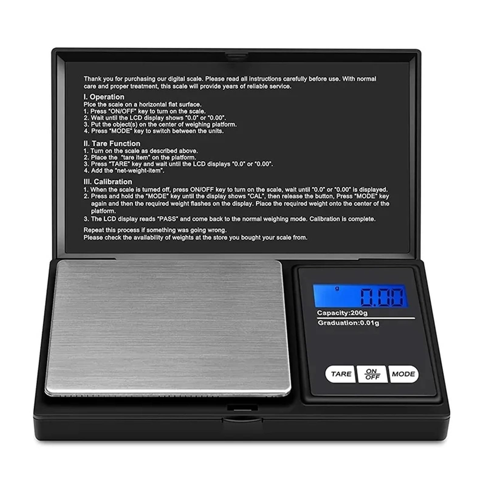 Digital Scales, Jewelry Stainless Steel Electronic Scale Digital Pocket Scales Gold Gram Balance Weight Portable(100g-0.01)