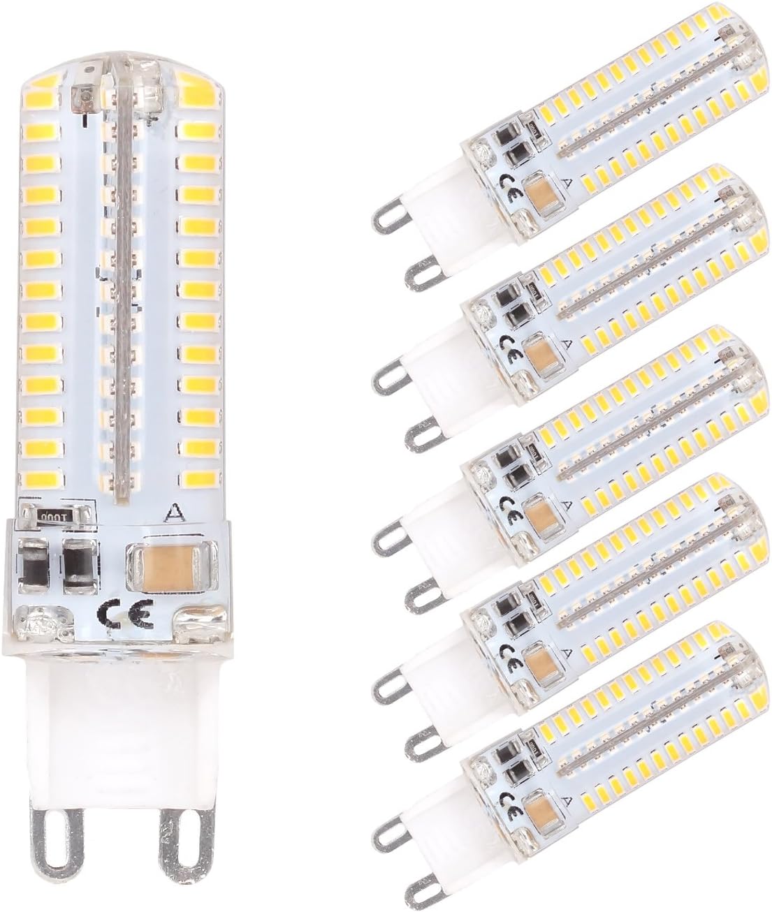 G9 LED Bulb SMD 3014 104 LED Crystal Bulb Lamps 7 Watt AC 220V Equivalent to 45W Halogen,Supper Bright Energy Saving LED Capsule Bulbs, Warm White Pack of 5 [Energy Class A++]