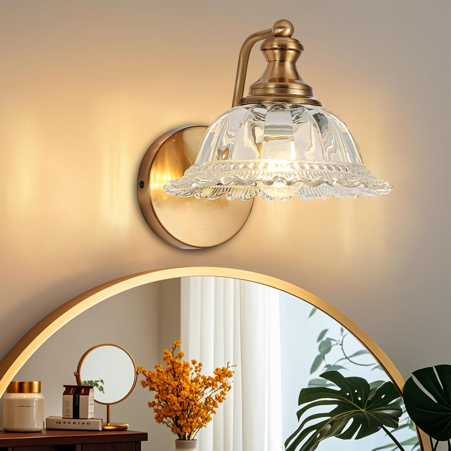 Vintage Bathroom Light Fixtures, Modern Brass Vanity Light, 1 Light Vintage Wall Sconces for Bedroom, Bathroom, Doorway, Foyer, Hallway Lights