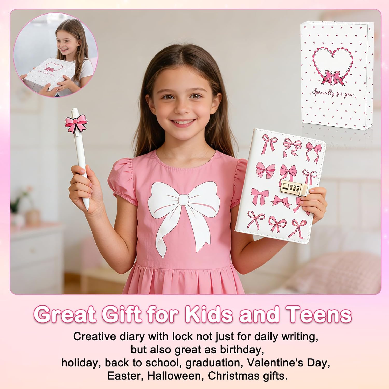 Diary with Lock for Girls Boys Ages 8-12, Journal for Teen Girls with Pen, Secret Diary Notebook for Girls Women, Birthday Gift for Boy