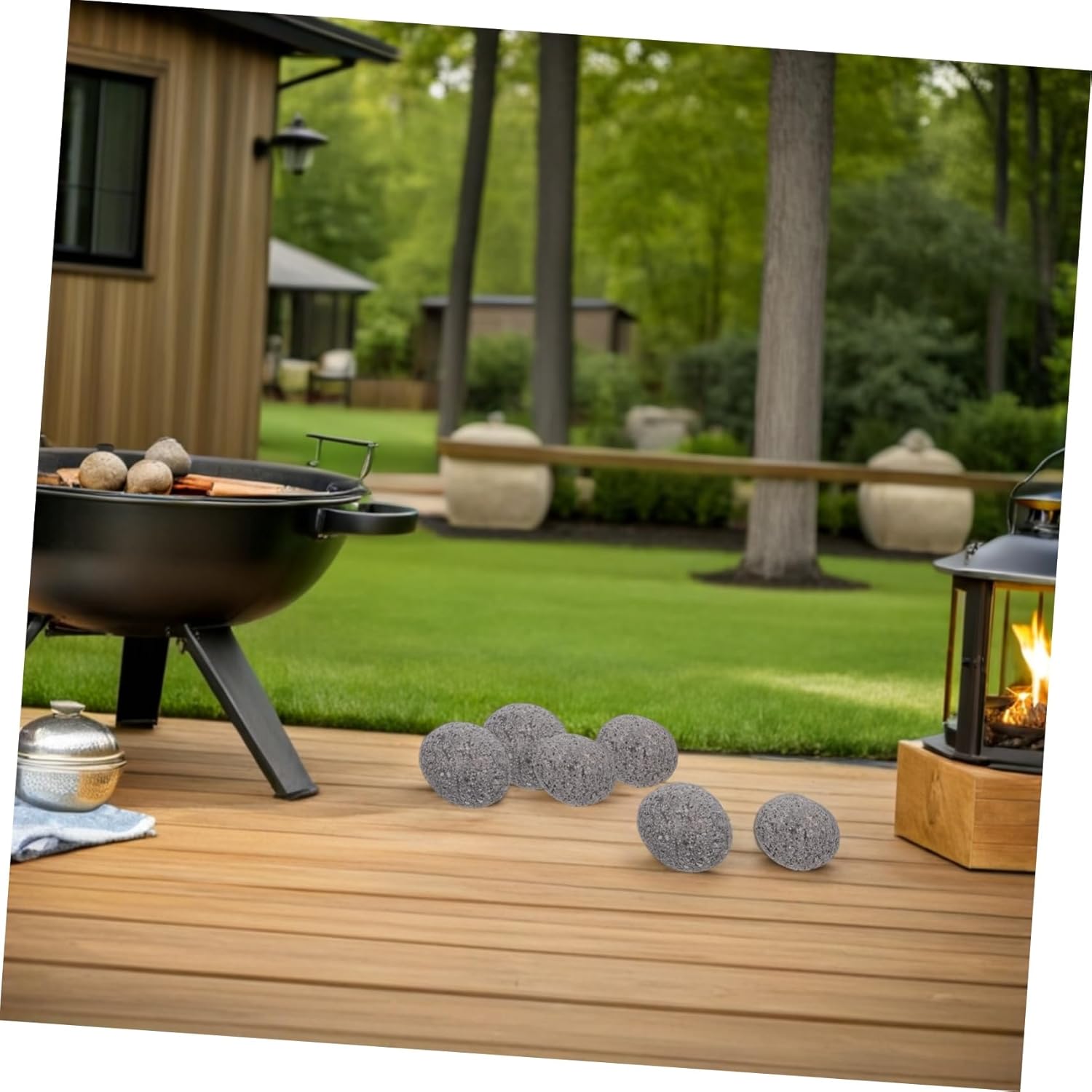 Reusable Natural Volcanic Fire Pit Rocks Bag Decorative Stones for Fire Pit Base and BBQ Grill Outdoor Patio Heater Accessories Safe Stable Low Maintenance