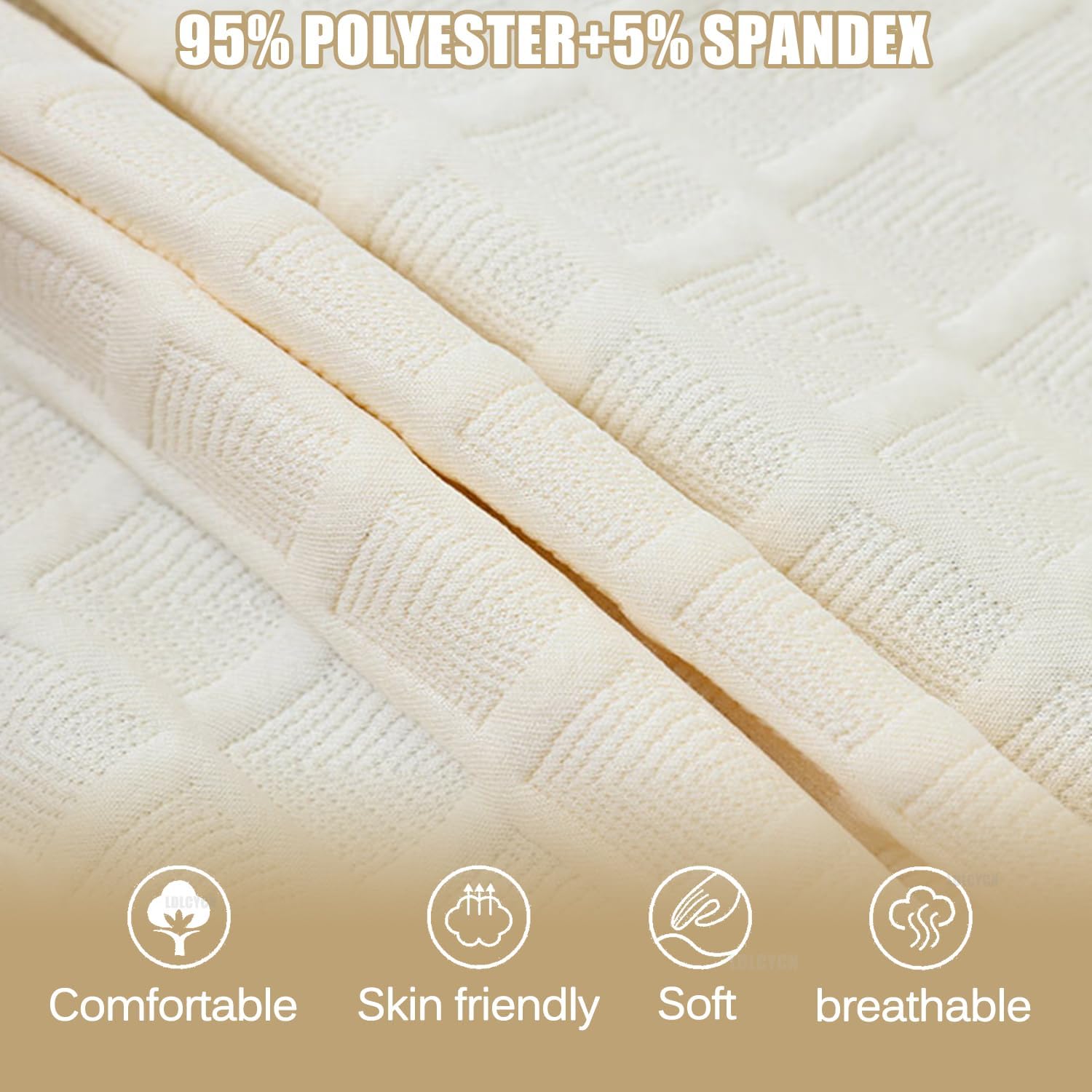 Beige,2pcs, Stretch Dining Chair Cover 2Pcs/4Pcs Chair Slipcovers Chair Protector Cover with Elastic Band Seat Slipcover Cover Full Wrap High Back Chair Cover Machine Washable