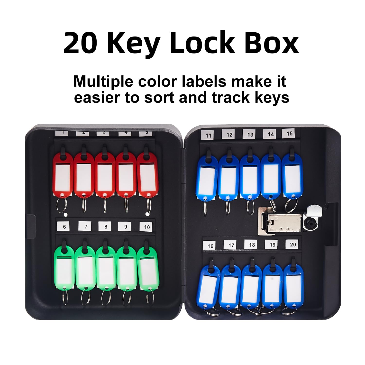 Boîte à Clés Pour 20 Clés - 20 X 16 X 7,5 Cm - Support Mural Avec 20 Crochets En Fer - Pour La Maison, Le Bureau, L'entrée, Le Couloir (blanc