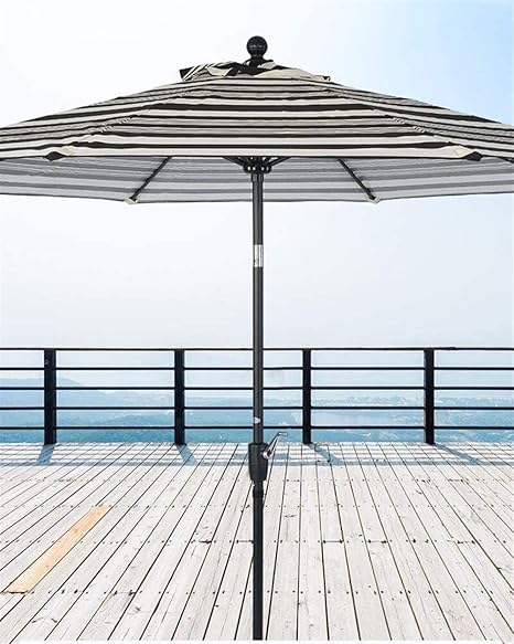 Amazon Co Jp ビーチパラソル ガーデニング 庭 テラス アウトドア ビーチ キャンプ 日傘 折りたたみ 日よけ 10ft 3mガーデン パラソルストライプ傘 傾斜アルミニウムクランク ビーチパティオ傘サンシェード保護 スポーツ アウトドア