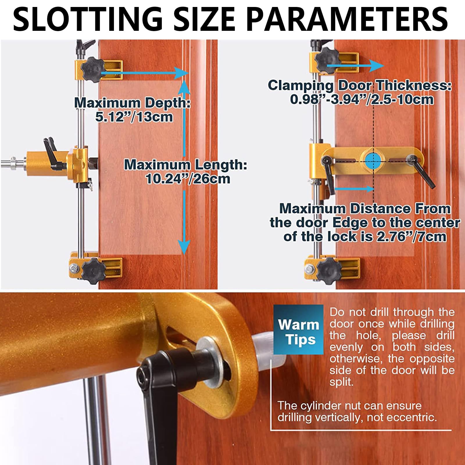 Deurslot mortiseerset, deurinstallatie opener houtbewerking mortiseer jig gereedschap voor houten deur - 18/22/24mm snijder