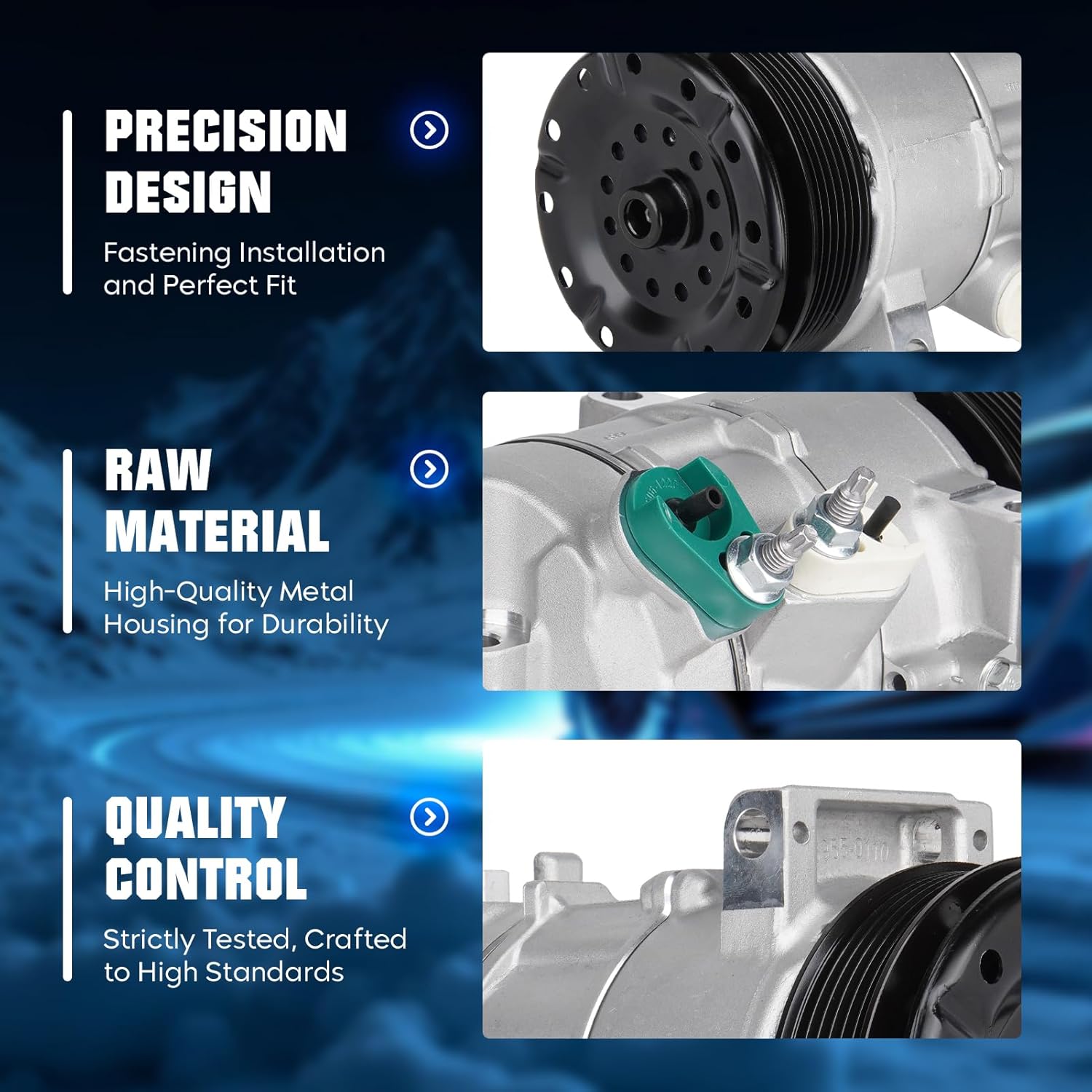 Air Conditioner AC Compressor with Clutch for Dodge Journey 2.4 2009-2020(W/O Rear A/C), for Chrysler Sebring 2.4L 2007-2010, for Avenger 2.4 2008-2014(To 08/02/2011), for Chrysler 200 2.4L 2011-2014