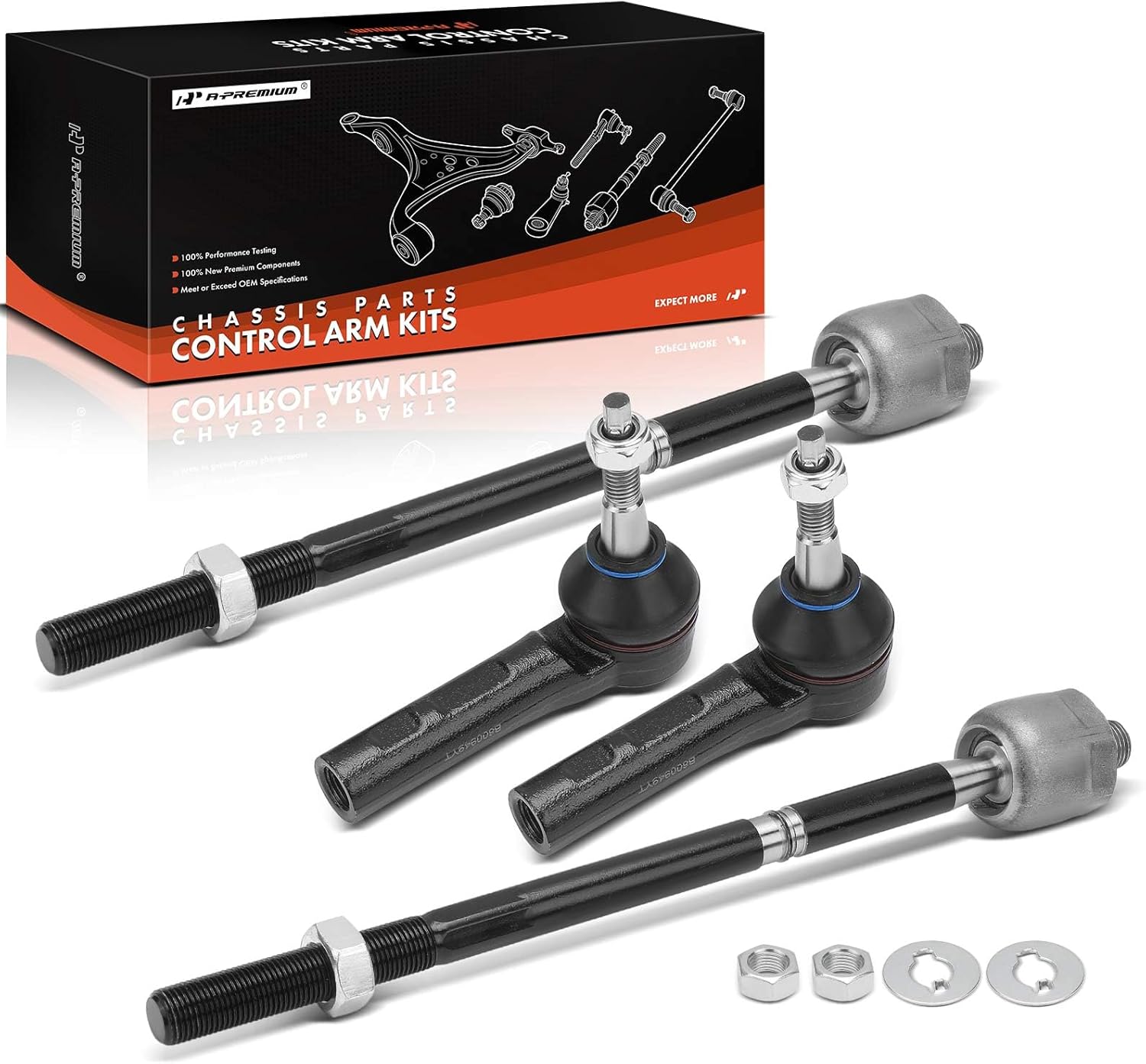 A-Premium Set of 4, Front Inner Outer Tie Rod End Kit, Compatible with Chevrolet Malibu 2013-2015, Malibu Limited 2016, Impala 2014-2019 & Buick LaCrosse 2011-2016, Regal 2012/2014-2017