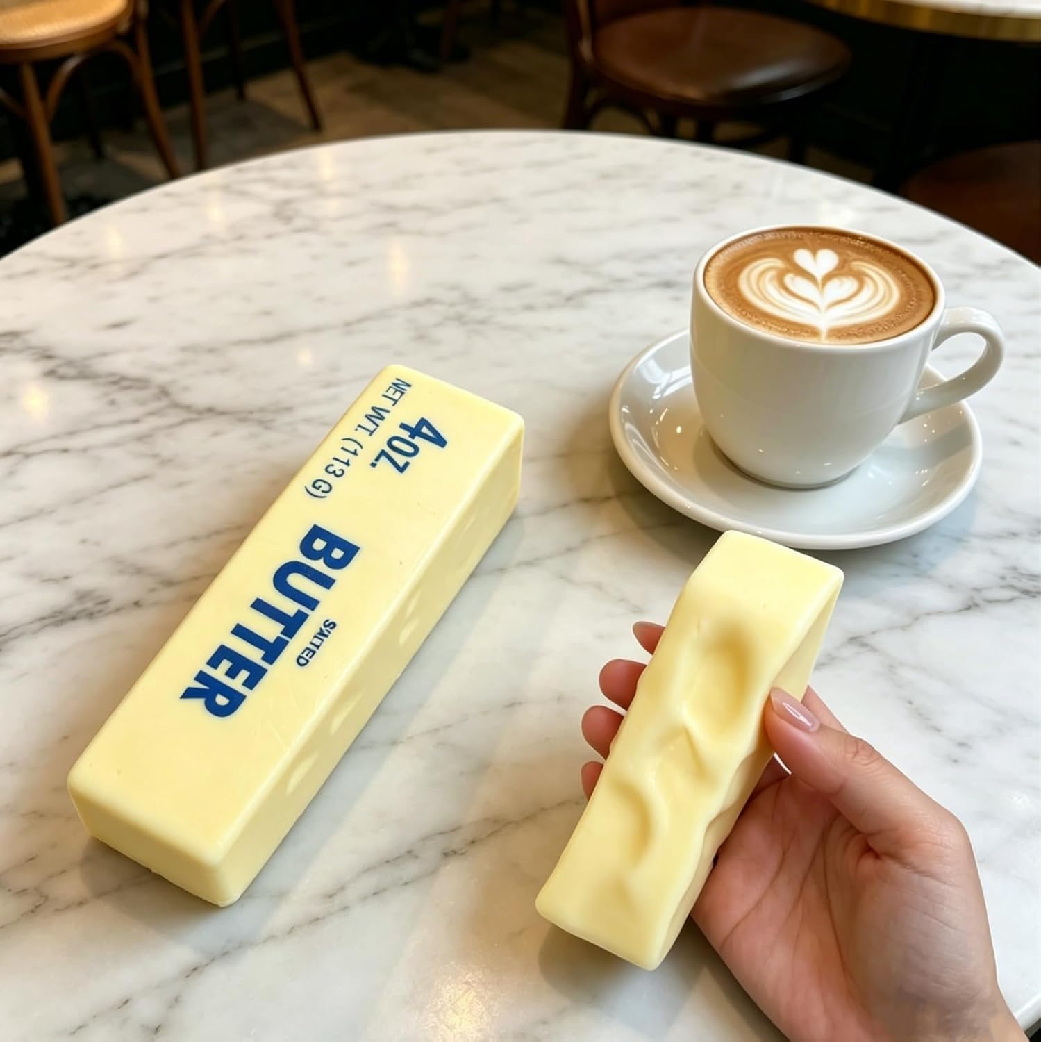 Slow Rebound Butter Stress Relievers, Realistic Soft Stick Squeeze Item, Slow Rising Dumpling Sensory Pack(Butter 1pc)