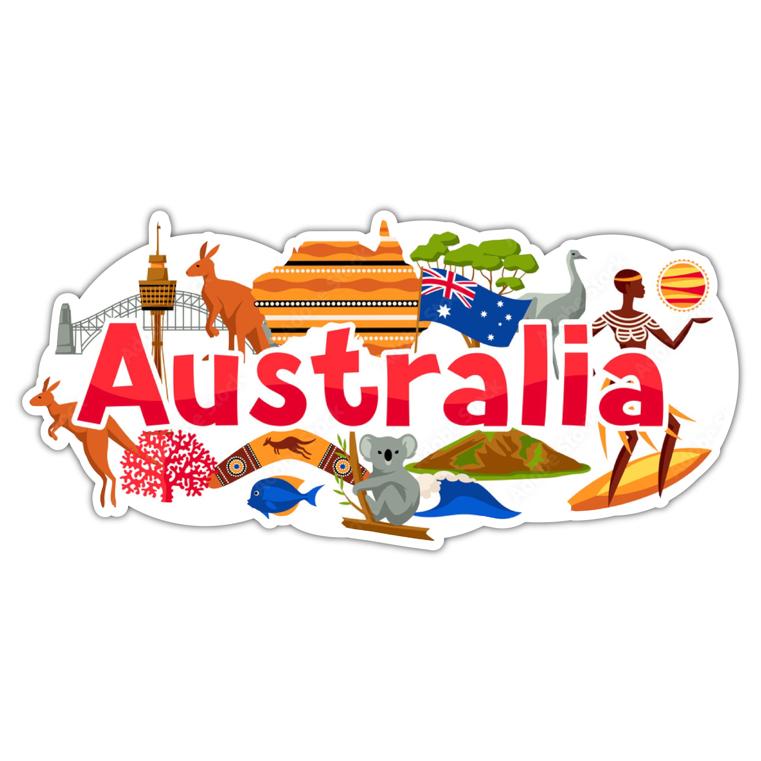 Australia Fridge Magnet for Office | Home | Kitchen | Refrigerator Door Decor - Wooden Travel Souvenir Gift L X H 3 X 1.5 Inch